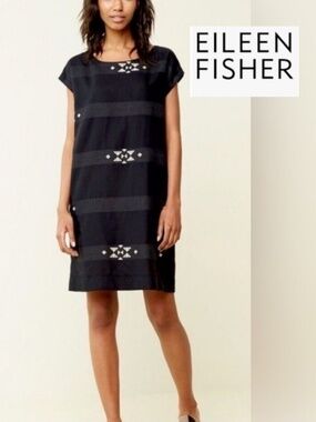 Eileen Fisher Folklore Cotton Jacquard Dress,PS, CB2776